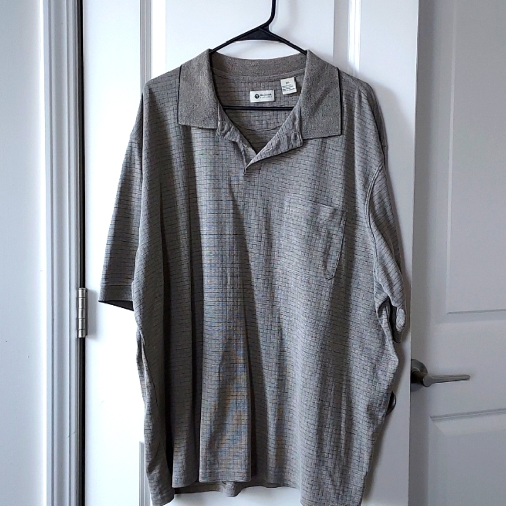 Haggar short sleeve button-up tee xxl brown black